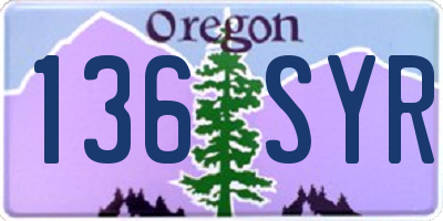 OR license plate 136SYR