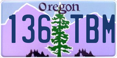 OR license plate 136TBM
