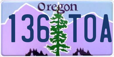 OR license plate 136TOA