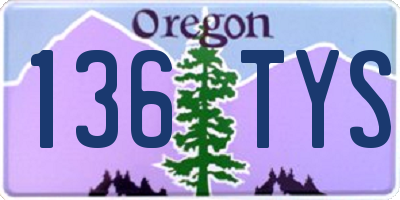 OR license plate 136TYS