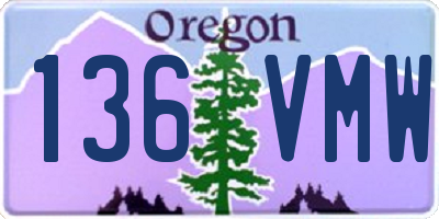 OR license plate 136VMW