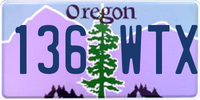OR license plate 136WTX