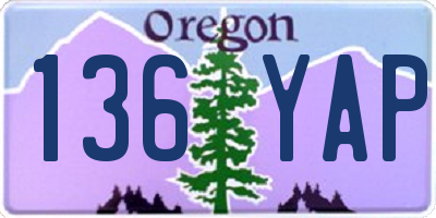 OR license plate 136YAP
