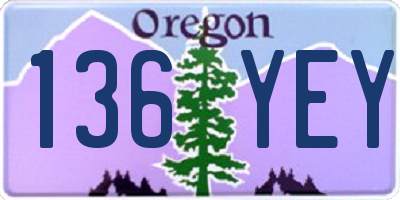 OR license plate 136YEY