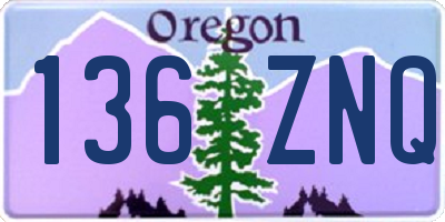 OR license plate 136ZNQ