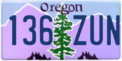 OR license plate 136ZUN