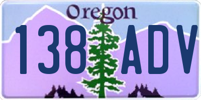 OR license plate 138ADV