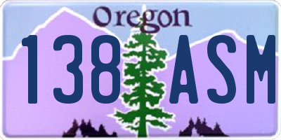 OR license plate 138ASM