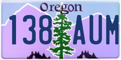 OR license plate 138AUM