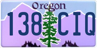 OR license plate 138CIQ