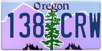 OR license plate 138CRW