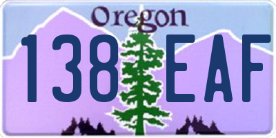 OR license plate 138EAF