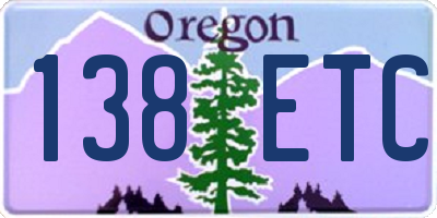 OR license plate 138ETC