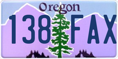 OR license plate 138FAX