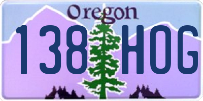 OR license plate 138HOG
