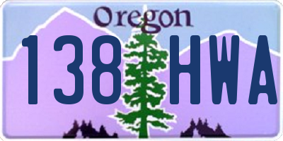 OR license plate 138HWA