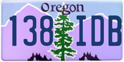 OR license plate 138IDB