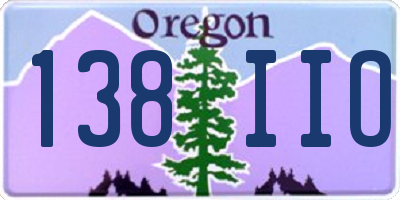 OR license plate 138IIO
