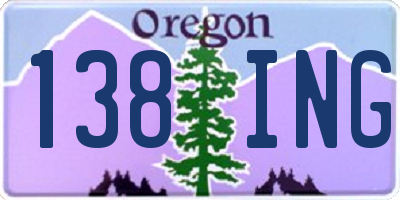 OR license plate 138ING