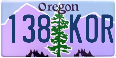 OR license plate 138KOR