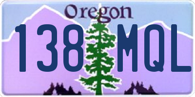 OR license plate 138MQL
