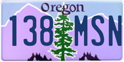 OR license plate 138MSN