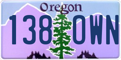 OR license plate 138OWN