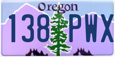 OR license plate 138PWX