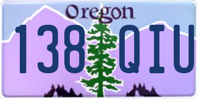 OR license plate 138QIU