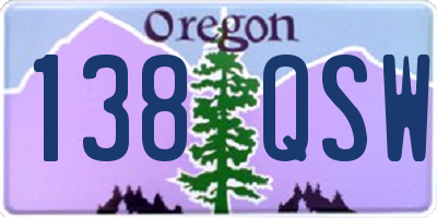 OR license plate 138QSW