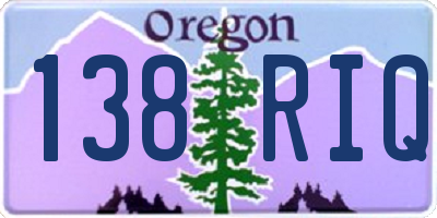OR license plate 138RIQ