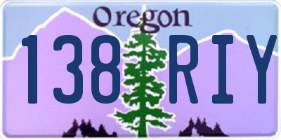 OR license plate 138RIY