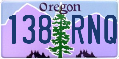 OR license plate 138RNQ