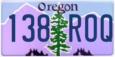 OR license plate 138ROQ
