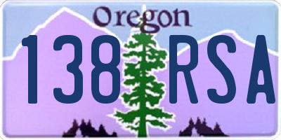 OR license plate 138RSA