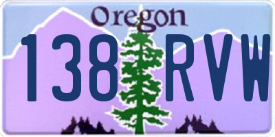 OR license plate 138RVW