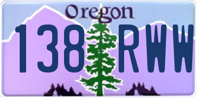 OR license plate 138RWW