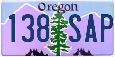 OR license plate 138SAP