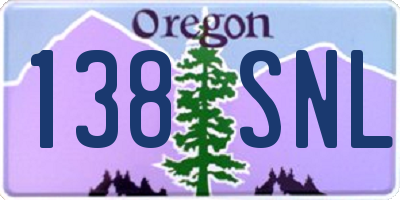 OR license plate 138SNL