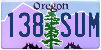 OR license plate 138SUM
