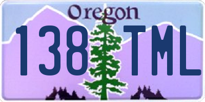 OR license plate 138TML