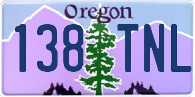 OR license plate 138TNL