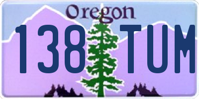 OR license plate 138TUM