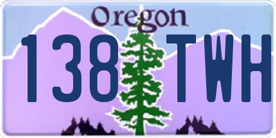 OR license plate 138TWH