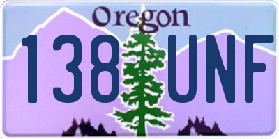 OR license plate 138UNF
