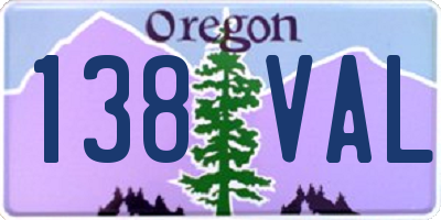 OR license plate 138VAL