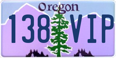 OR license plate 138VIP