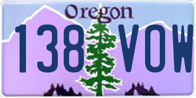 OR license plate 138VOW