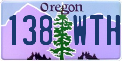 OR license plate 138WTH