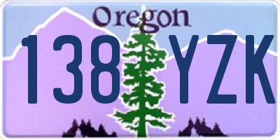 OR license plate 138YZK